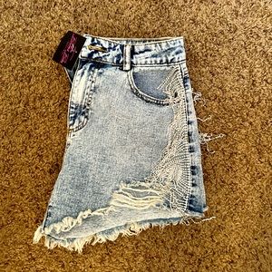 NWT rhinestone fringe shorts size Large